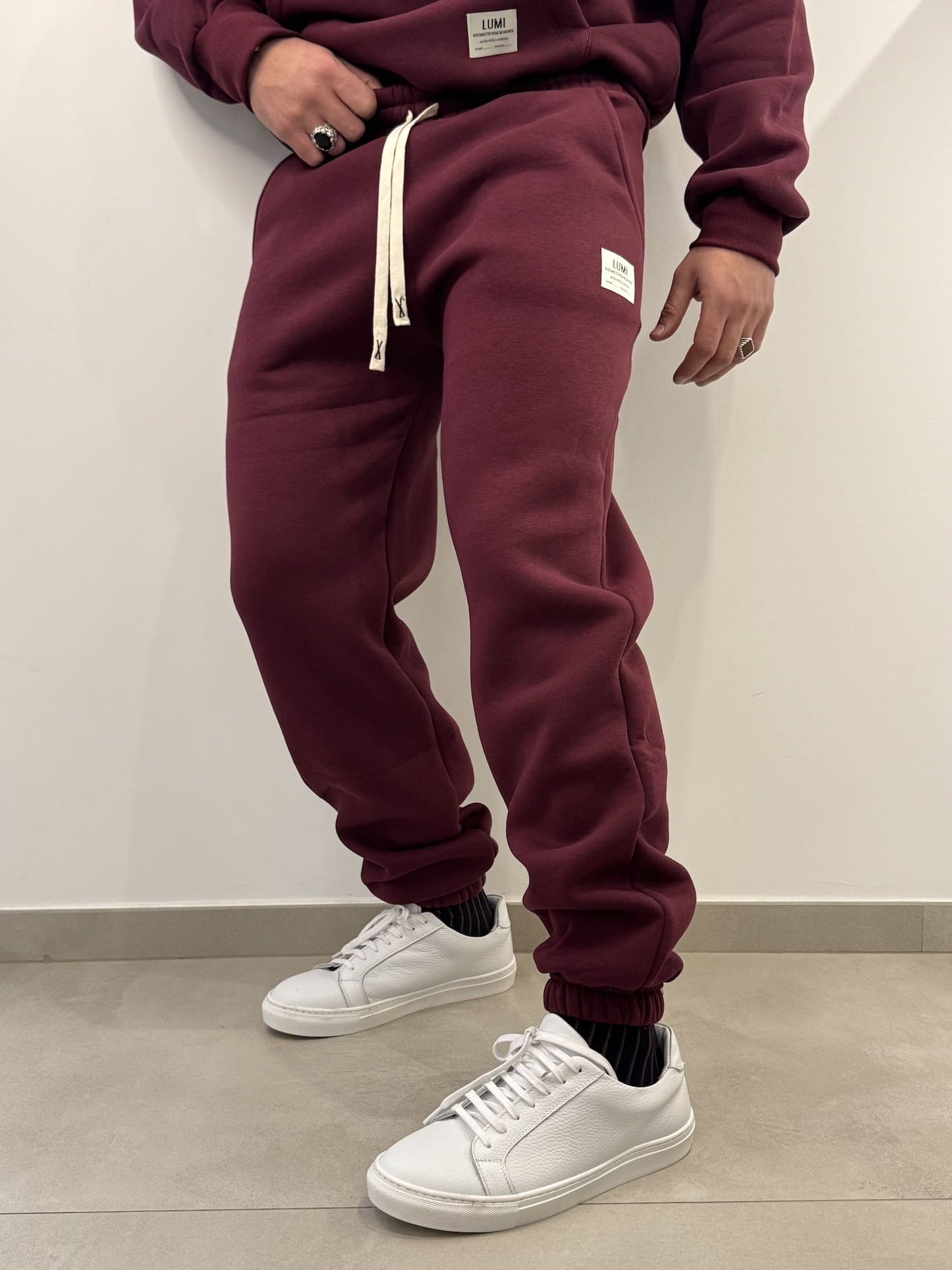 Tuta felpata completa basic bordeaux