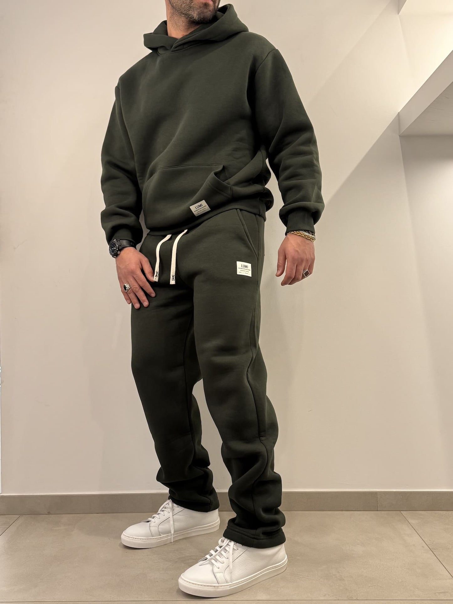 Tuta felpata completa basic verde