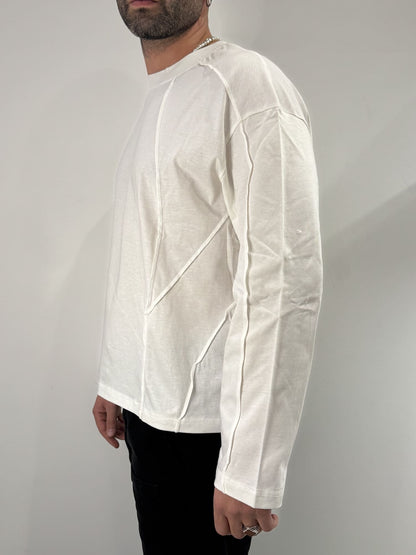 T-shirt manica lunga basic con cuciture a vista