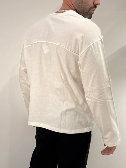 T-shirt manica lunga basic con cuciture a vista