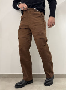 Pantalone marrone effetto jeansato modello carpenter