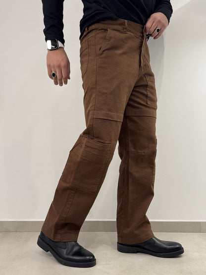 Pantalone marrone effetto jeansato modello carpenter
