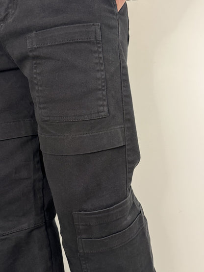 Pantalone nero effetto jeansato modello carpenter