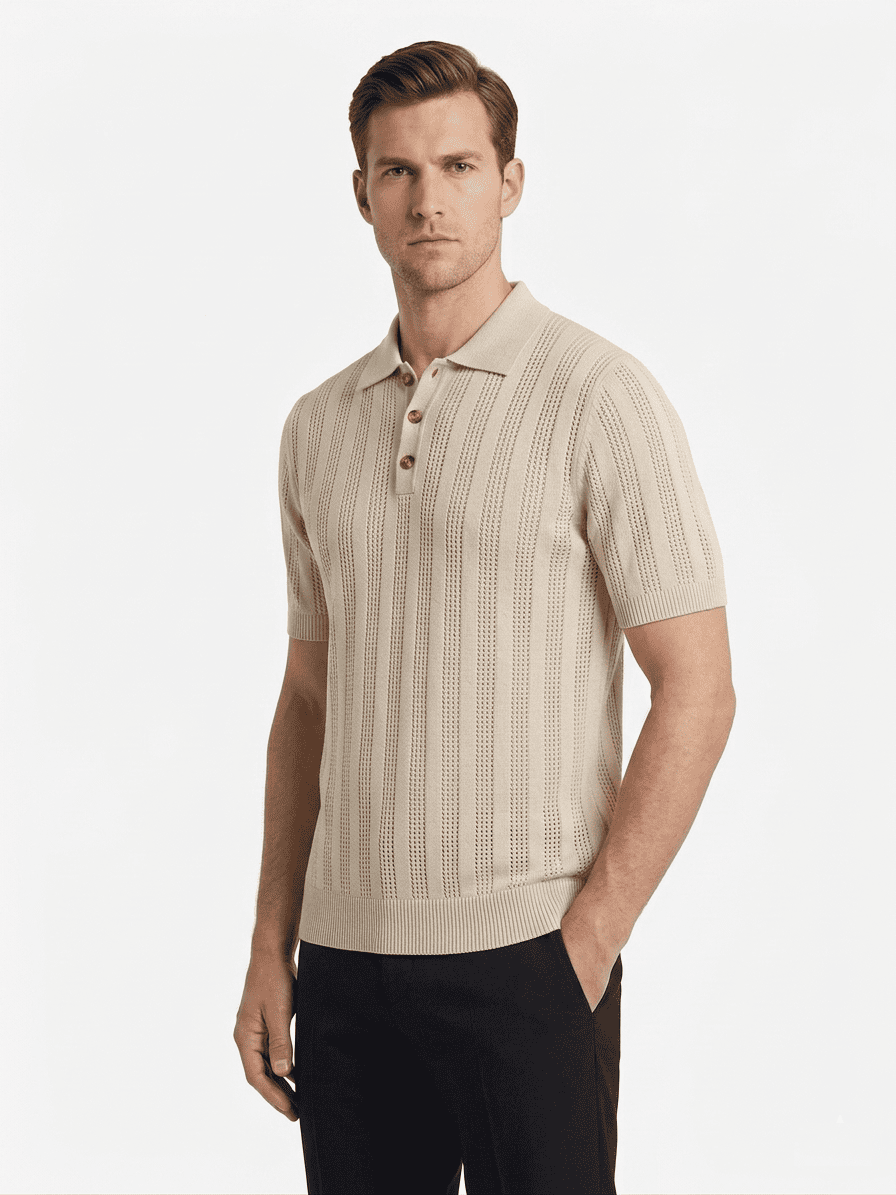 polo in filo in cotone traforata