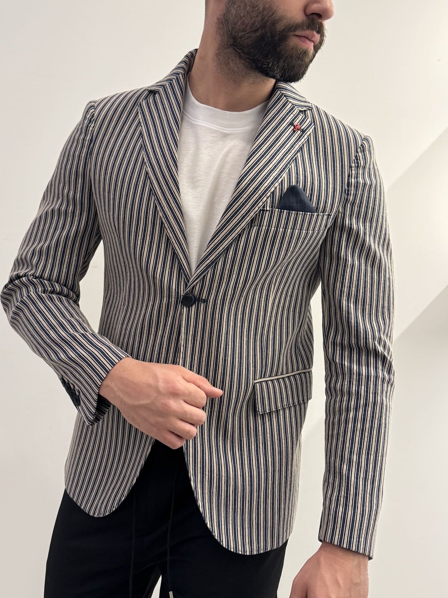 Giacca rigata Alfio jeans in cotone