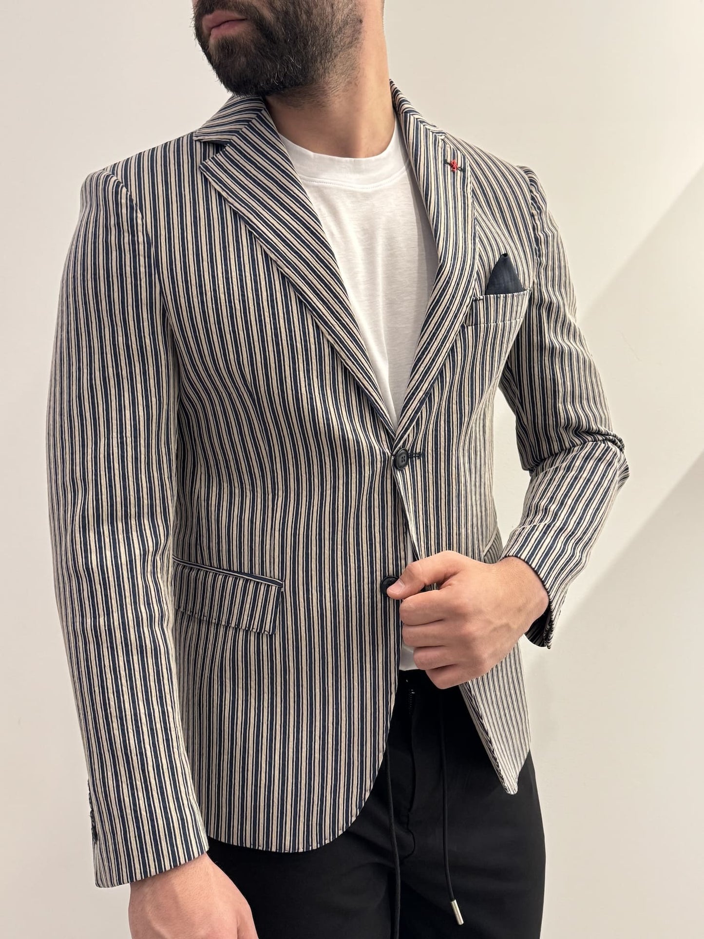 Giacca rigata Alfio jeans in cotone