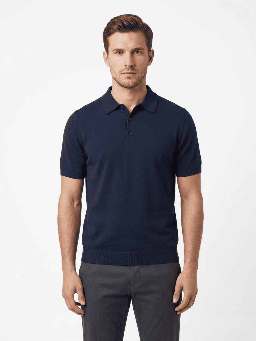 polo in filo in cotone Blu navy