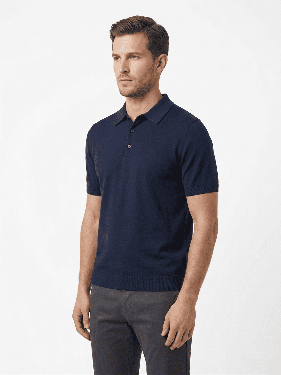 polo in filo in cotone Blu navy