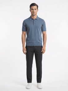 polo in filo in cotone Blue Stone