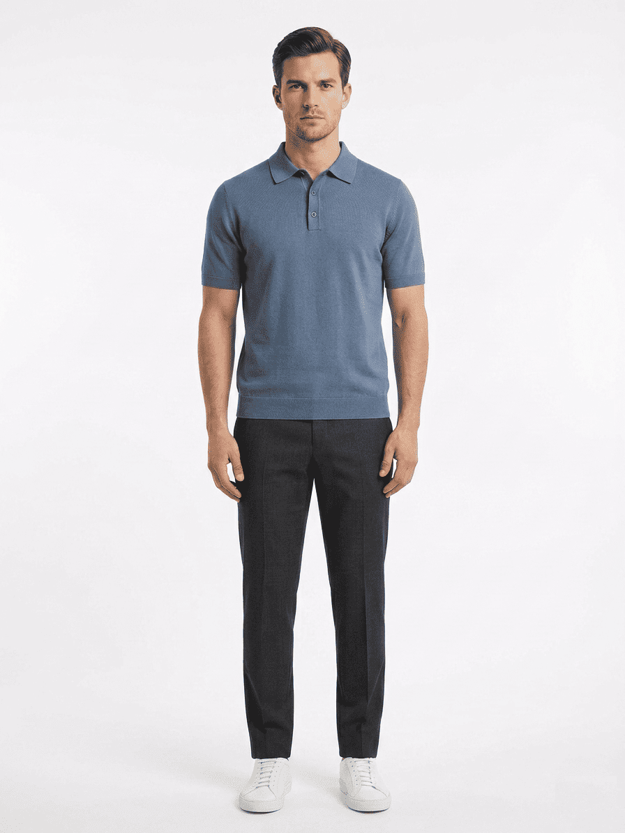 polo in filo in cotone Blue Stone