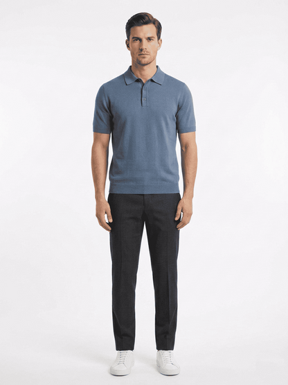 polo in filo in cotone Blue Stone