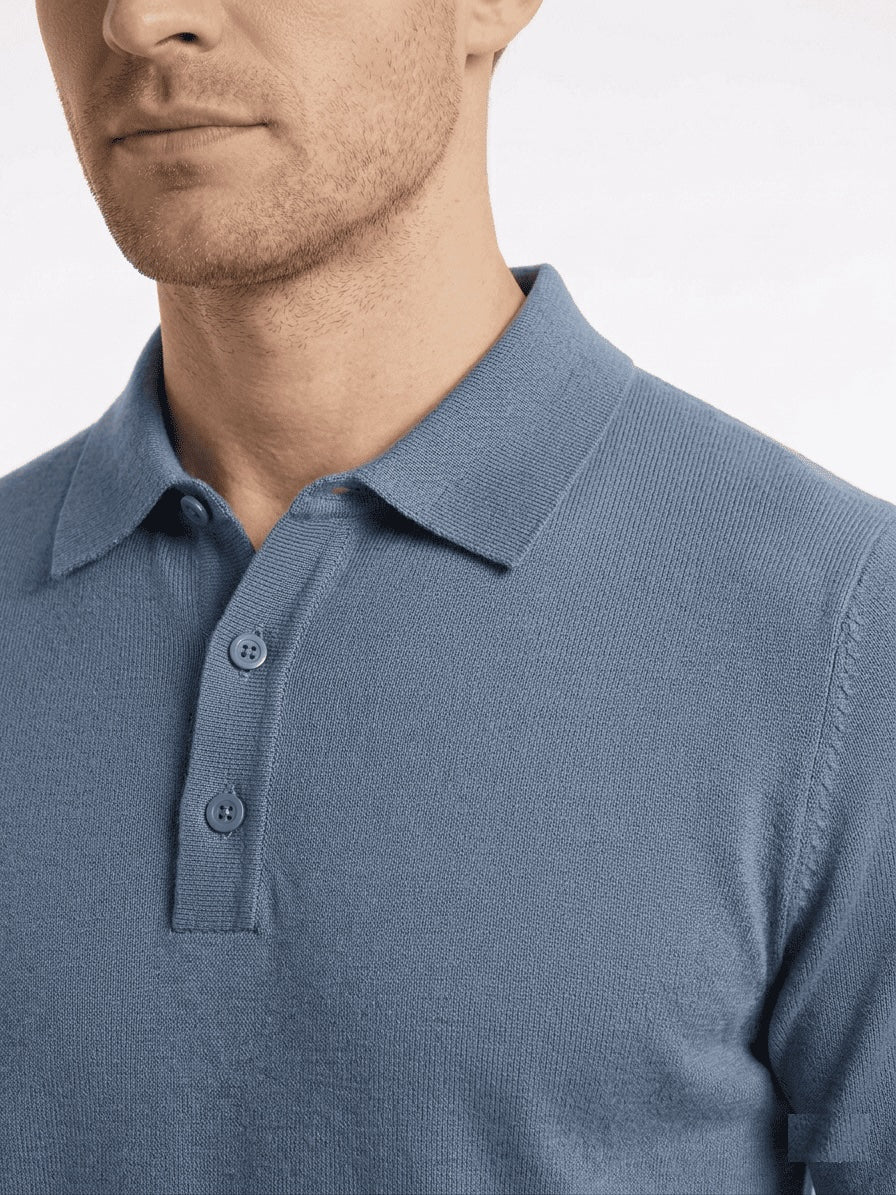 polo in filo in cotone Blue Stone