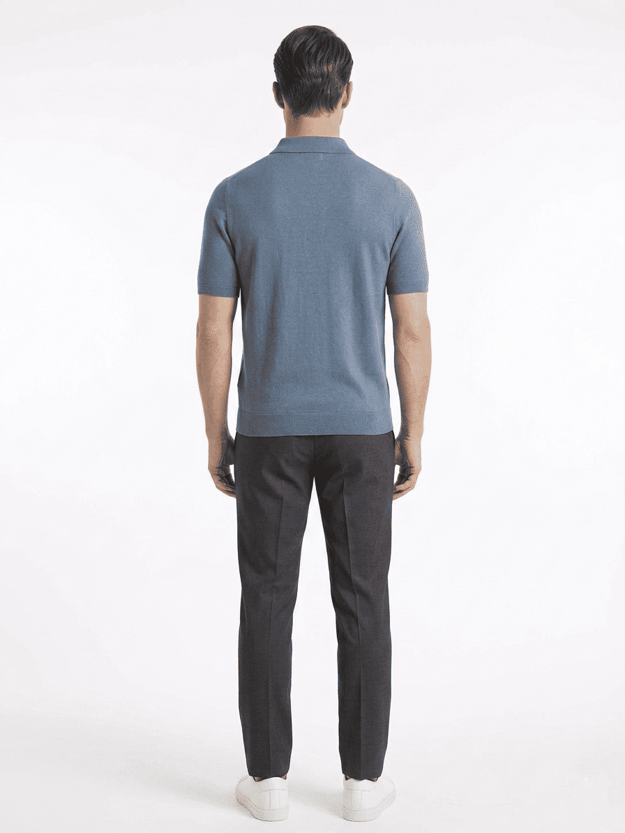 polo in filo in cotone Blue Stone
