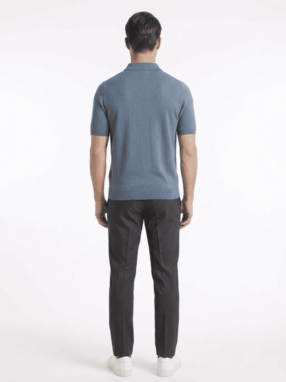 polo in filo in cotone Blue Stone