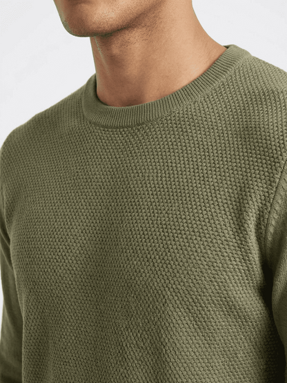 Maglioncino girocollo a nido d'ape verde