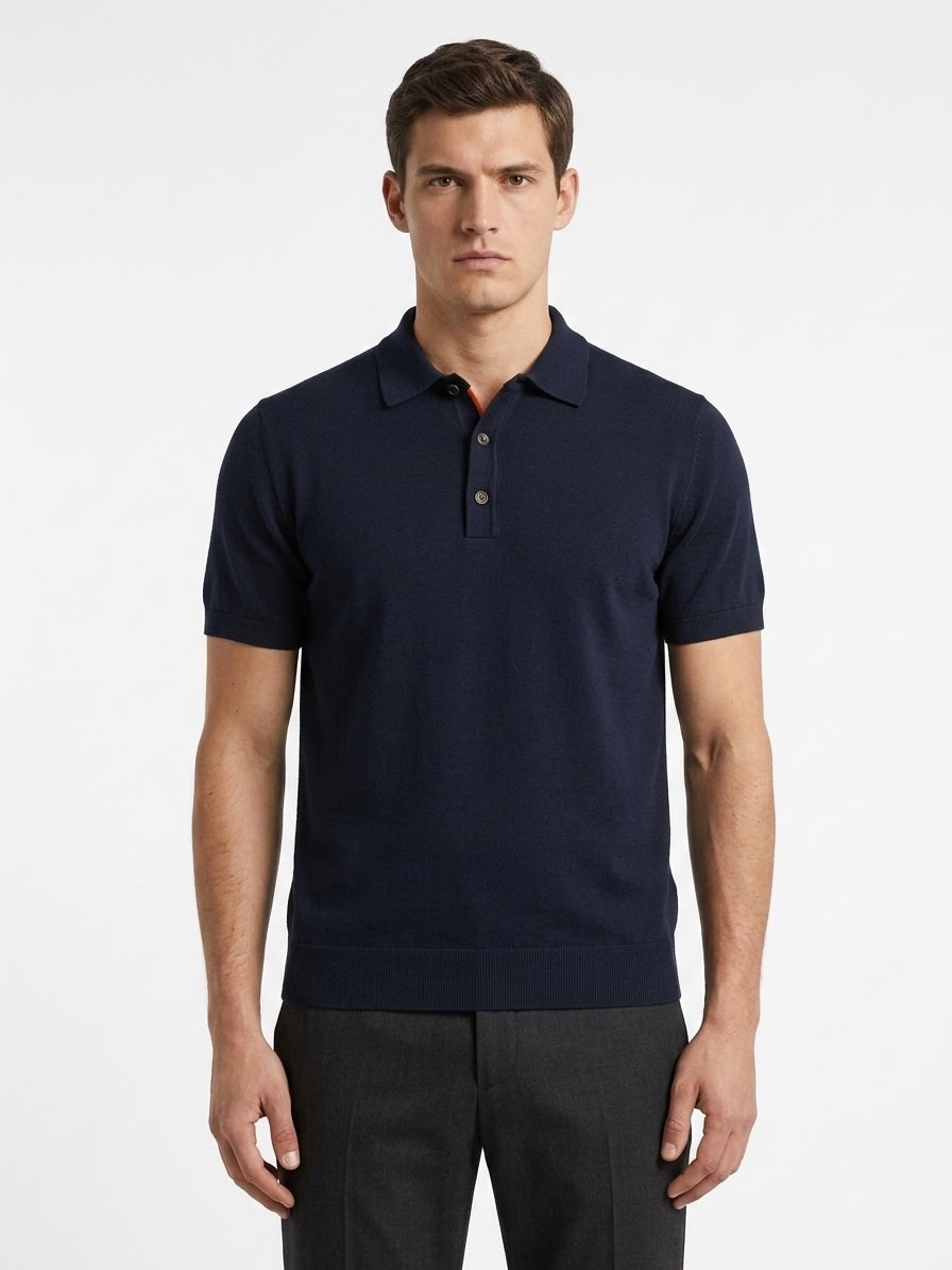 Polo manica corta basic blu navy in filo