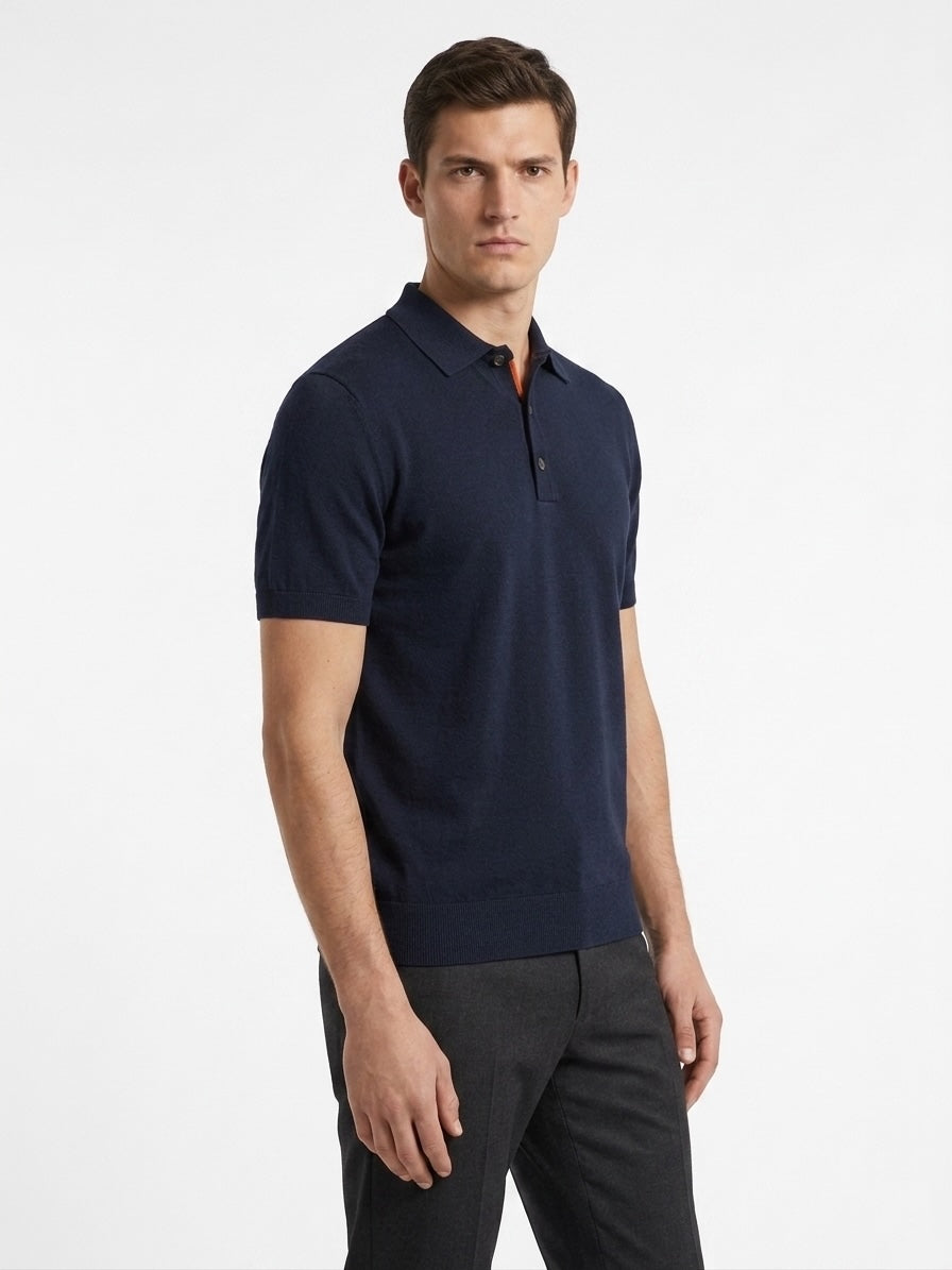 Polo manica corta basic blu navy in filo
