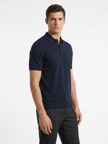 Polo manica corta basic blu navy in filo