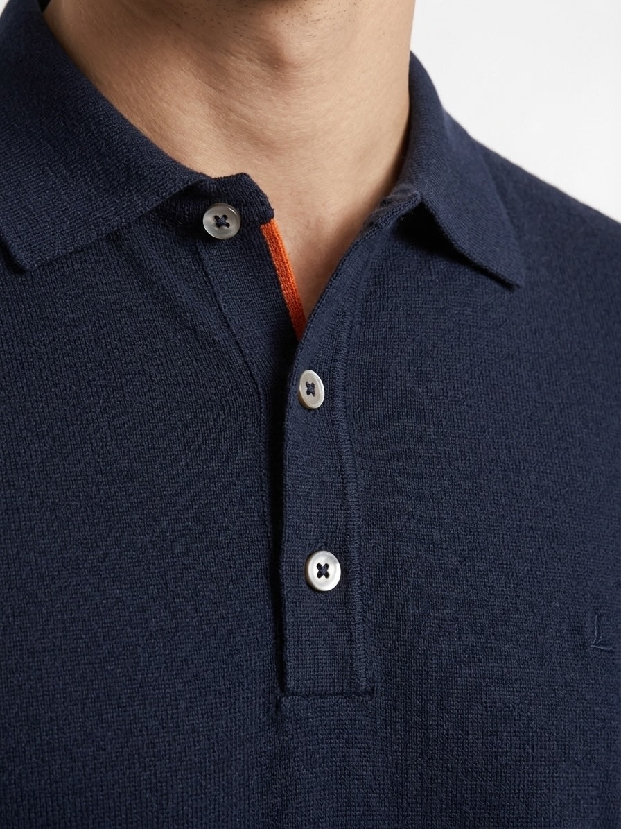 Polo manica corta basic blu navy in filo