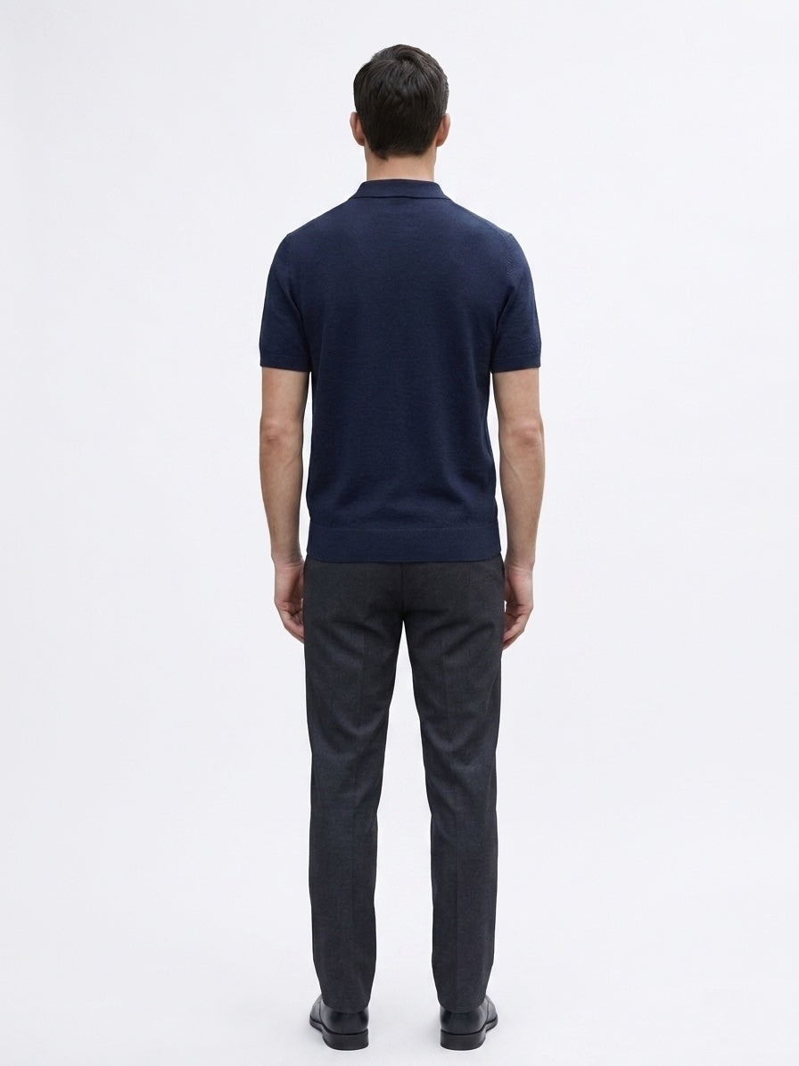 Polo manica corta basic blu navy in filo