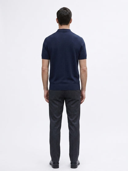 Polo manica corta basic blu navy in filo