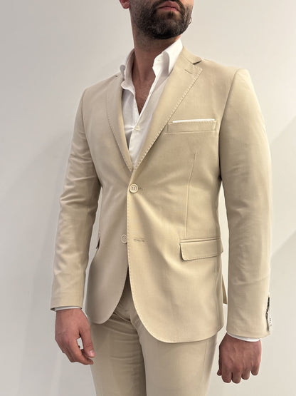 Abito slim uomo beige