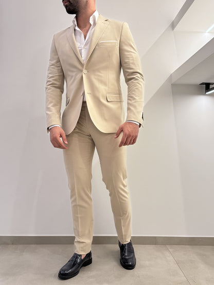 Abito slim uomo beige