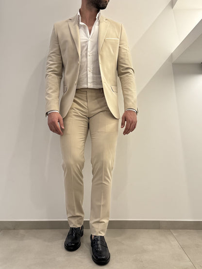 Abito slim uomo beige