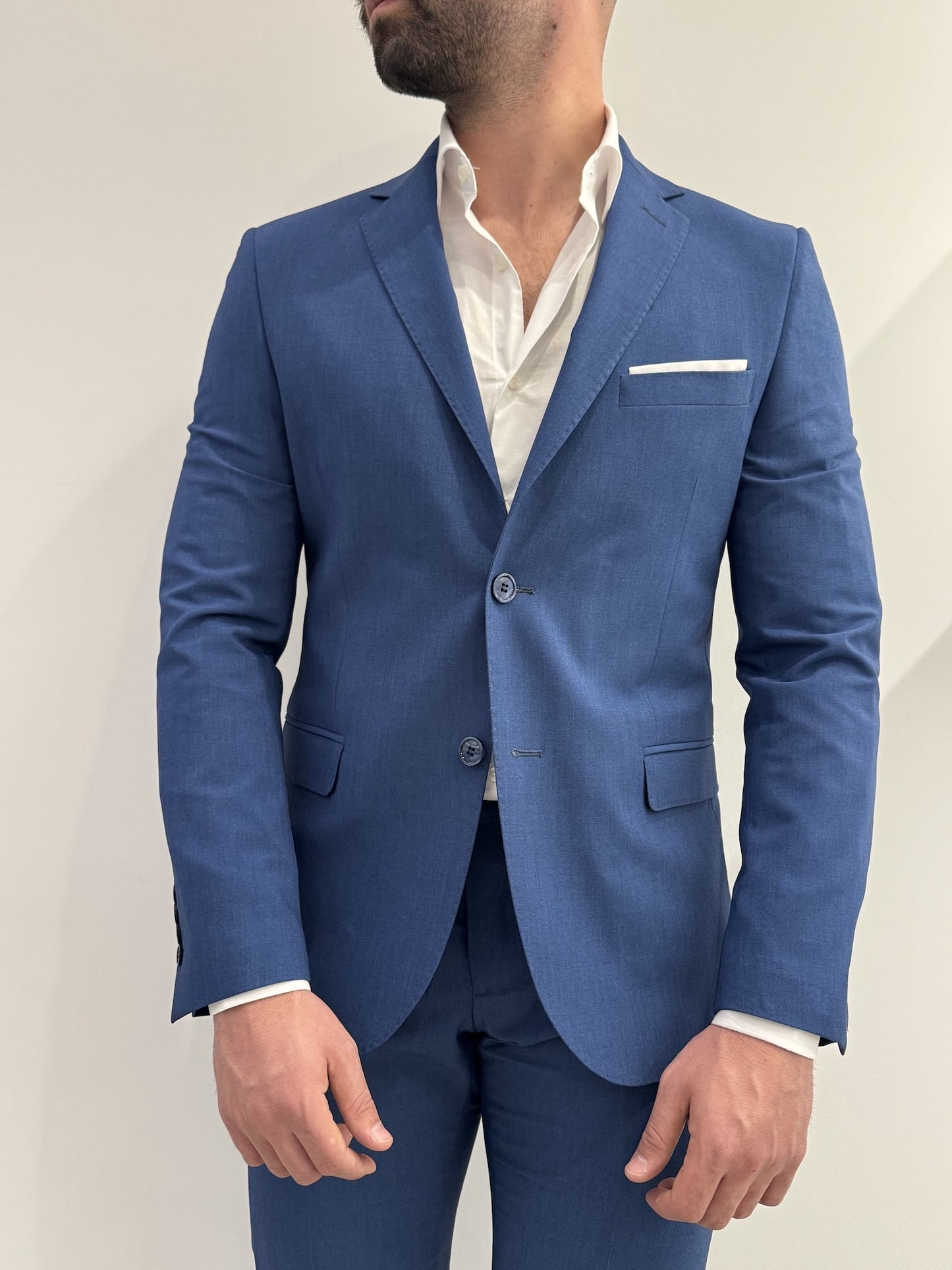 Abito slim uomo blu denim
