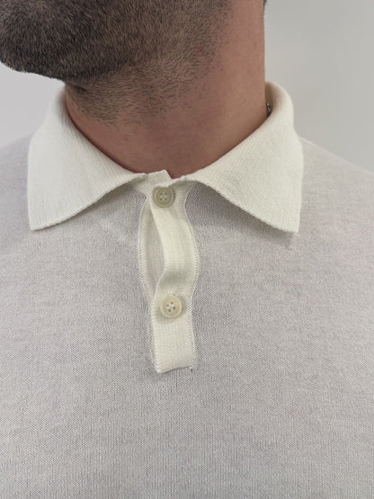 Polo in filo in cotone bianco