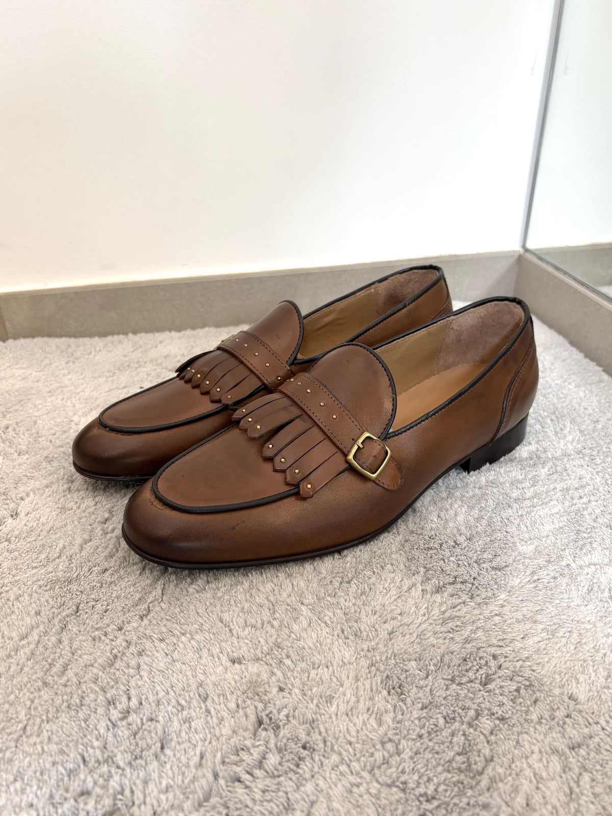 Mocassino uomo in pelle con frangia