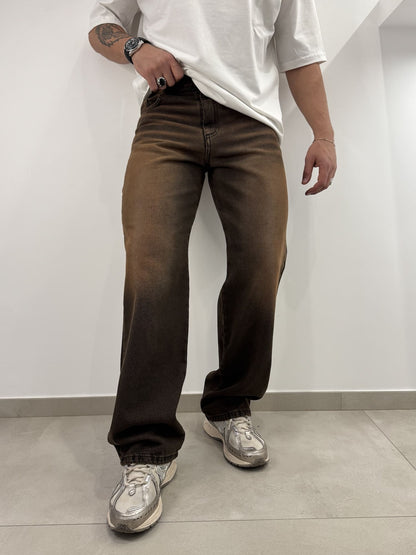 Jeans nero baggy slavato