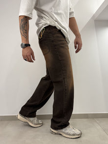 Jeans nero baggy slavato