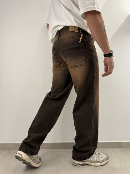 Jeans nero baggy slavato