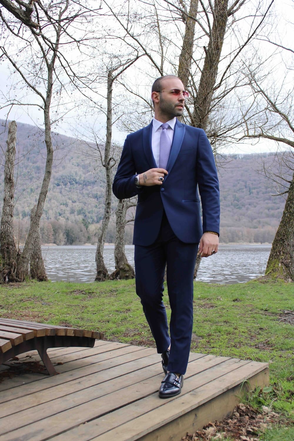 Abito Mulish indaco in micro fantasia