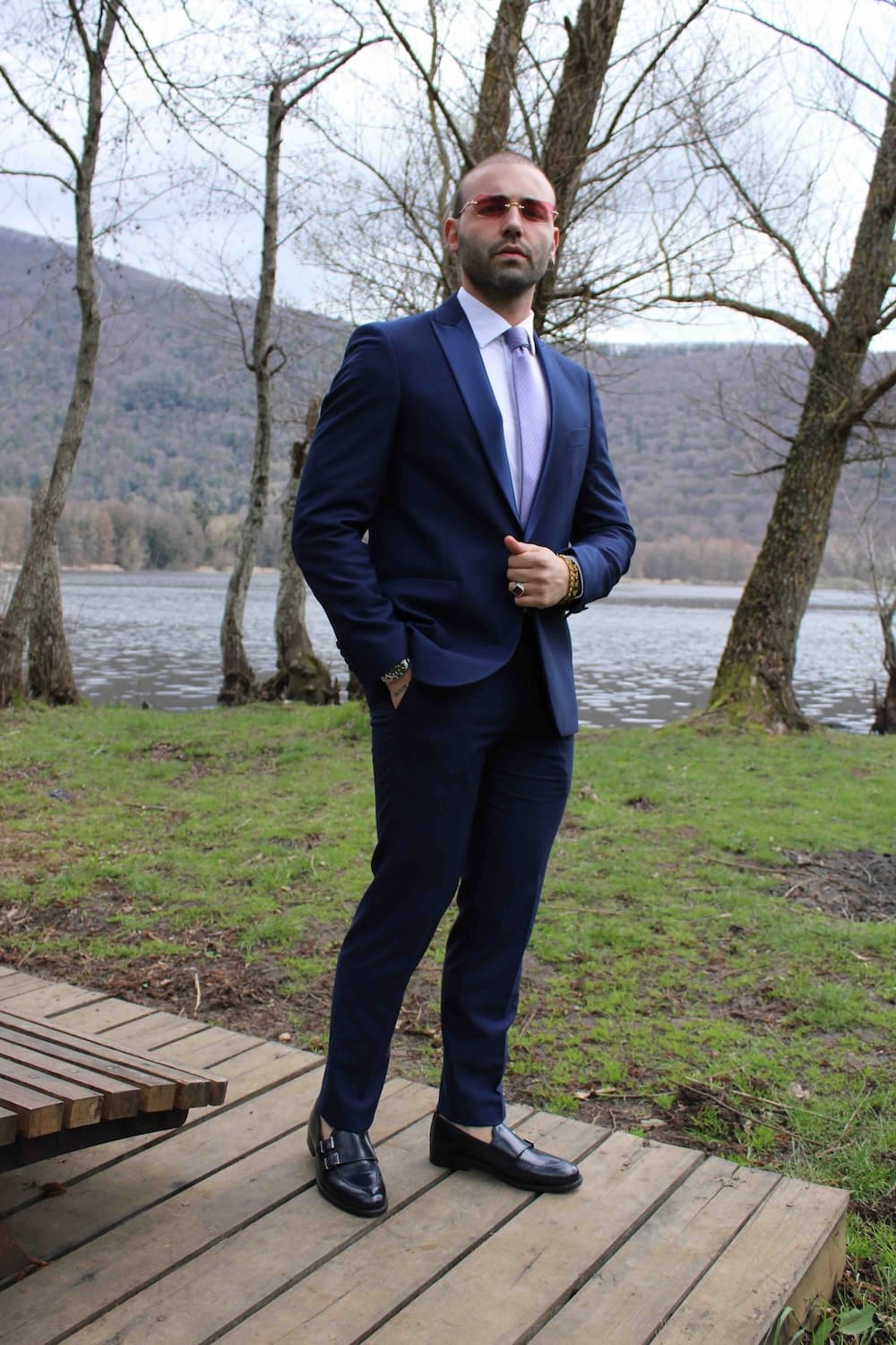 Abito Mulish indaco in micro fantasia