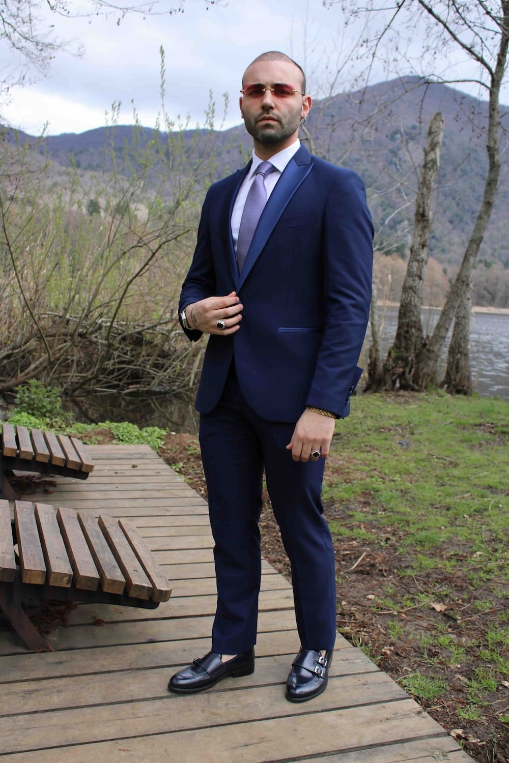 Abito Mulish indaco in micro fantasia