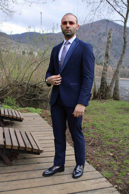 Abito Mulish indaco in micro fantasia