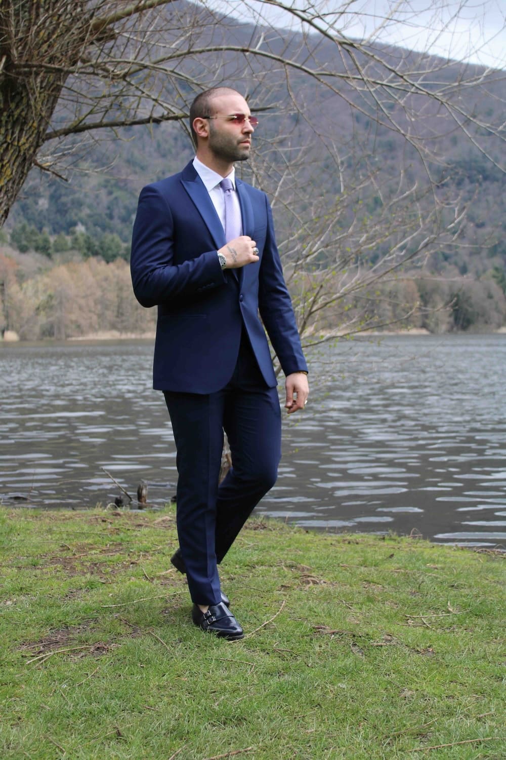 Abito Mulish indaco in micro fantasia