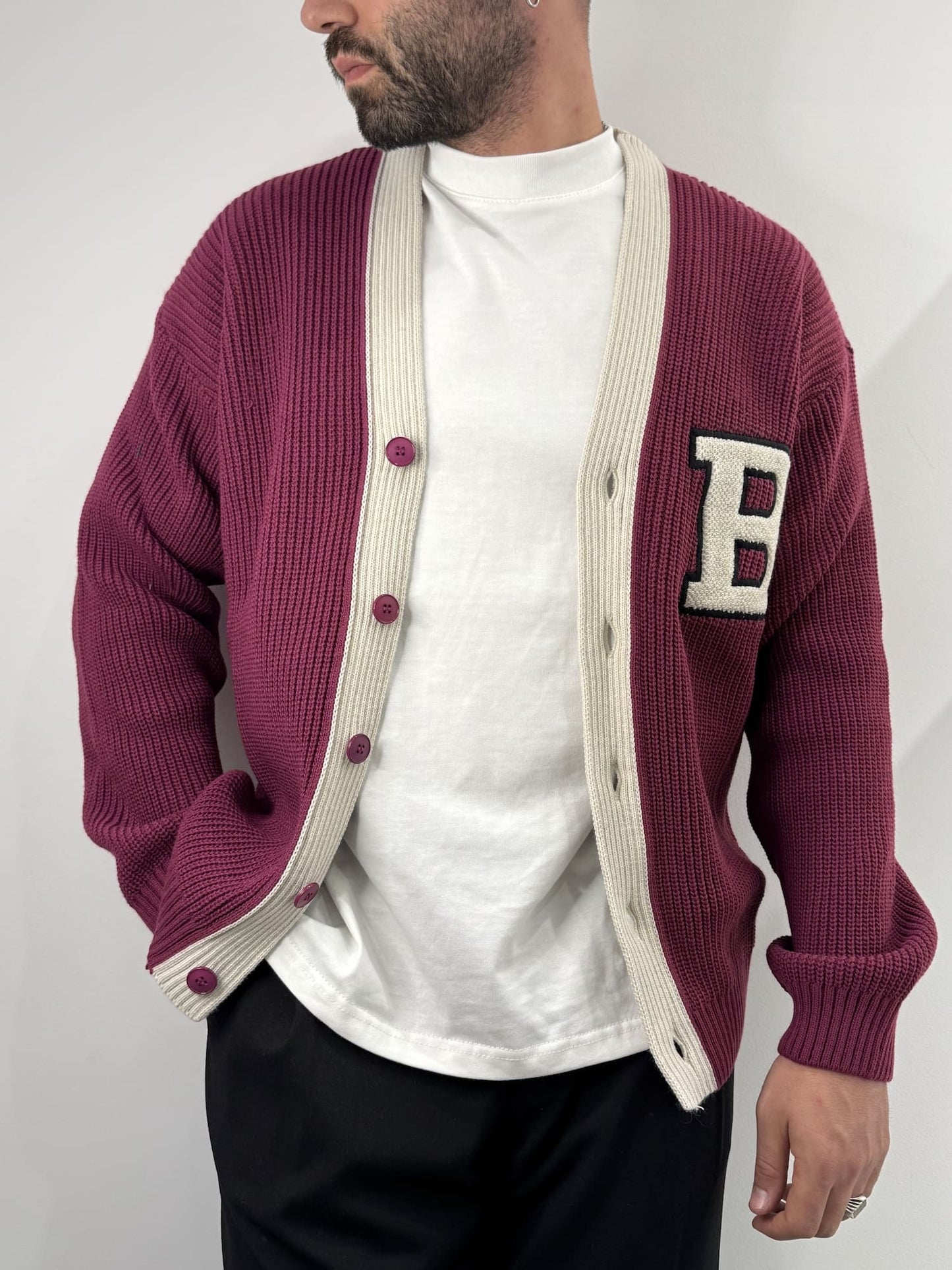 Cardigan  Blacksvnday college magenta
