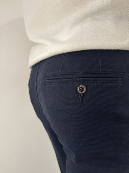 Pantalone Sea Barrier in cotone elasticizzato micro fantasia blu navy