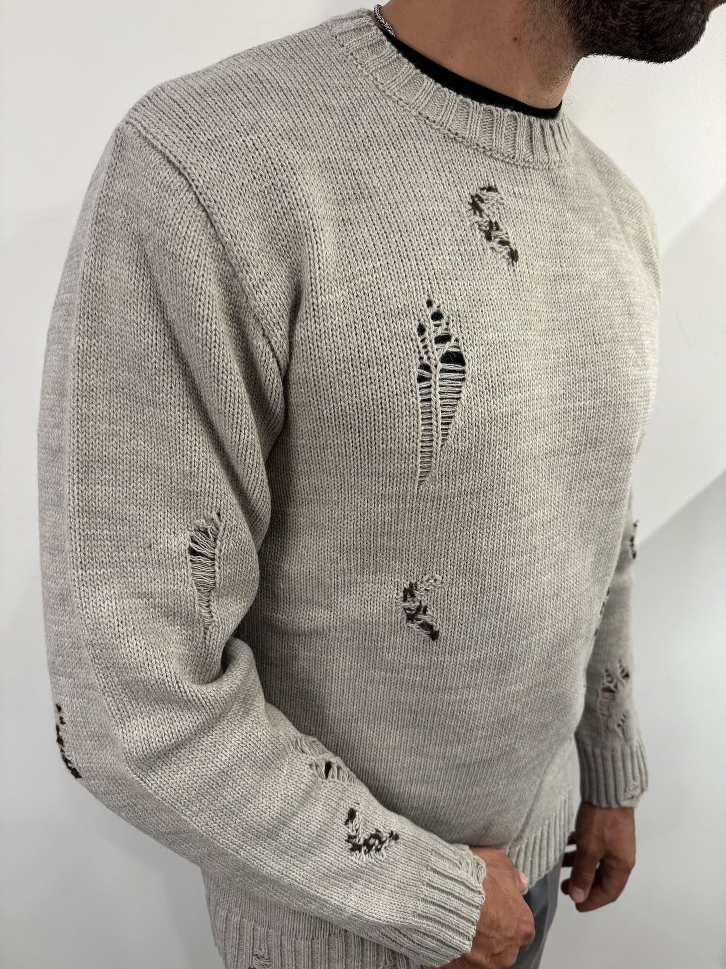Maglione girocollo in misto lana alpaca