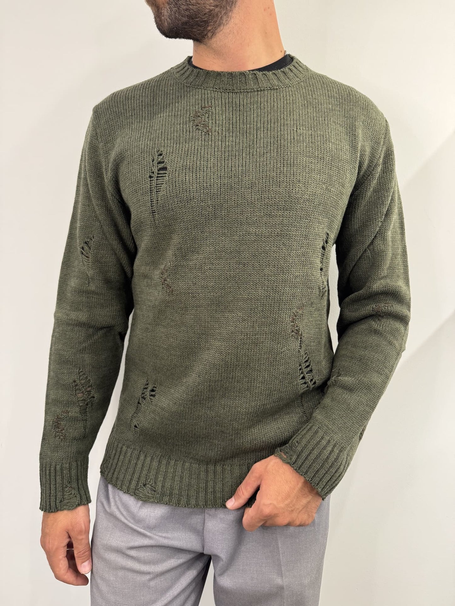 Maglione girocollo in misto lana alpaca