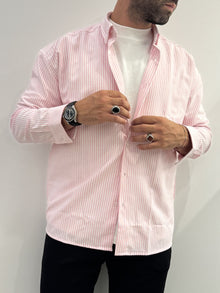Camicia over rigata a maniche lunghe