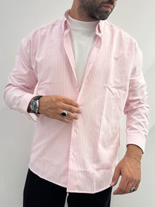 Camicia over rigata a maniche lunghe