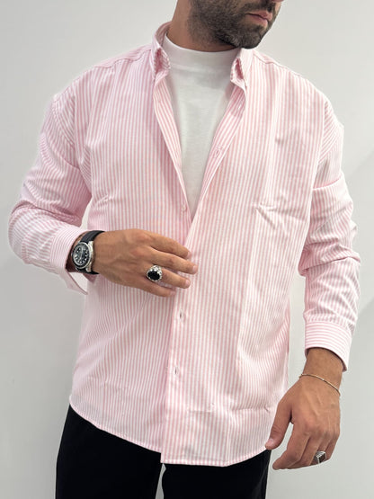 Camicia over rigata a maniche lunghe