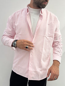 Camicia over rigata a maniche lunghe