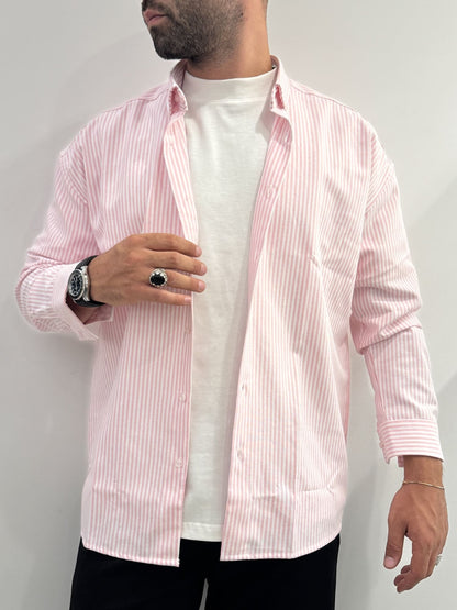 Camicia over rigata a maniche lunghe