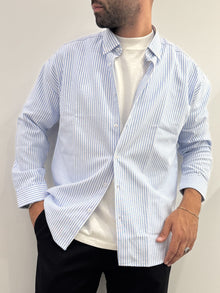 Camicia over rigata a maniche lunghe