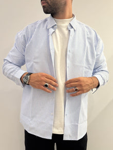 Camicia over rigata a maniche lunghe